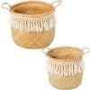 Conjunto de Cestos 34799 Branco Bege vime Rotim Fibra natural (2 Unidades)