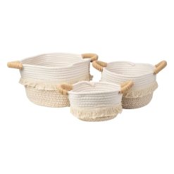 Conjunto de Cestos 844146 Branco Fibra natural 3 Peças