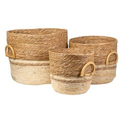 Conjunto de Cestos Bege Fibra natural 40 X 35 X 40 CM