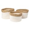 Conjunto de Cestos Branco Natural Fibra natural 23 x 15 x 23 cm 3 Peças