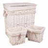 Conjunto de Cestos Branco vime Madeira de salgueiro 41 x 63 x 55 cm 30 x 22 x 24 cm 3 Peças