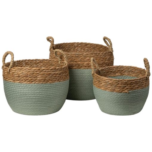 Conjunto de Cestos Turquesa Fibra natural 32 x 25 x 32 cm 3 Peças