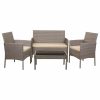 Conjunto de Mesa com 2 Poltronas Cinzento 4 Peças