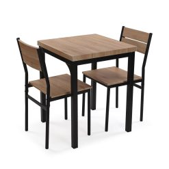 Conjunto de mesa com 2 cadeiras PVC Metal Madeira MDF 60 x 76 x 60 cm