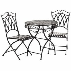 Conjunto de mesa com 2 cadeiras Preto 60 x 75 x 60 cm