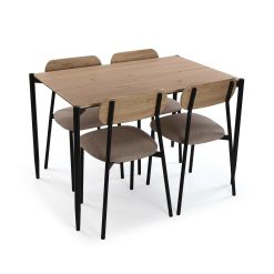 Conjunto de mesa com 4 cadeiras PVC Metal Madeira MDF 70 x 75 x 110 cm