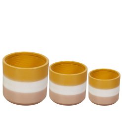 Conjunto de vasos Amarelo Bege Cerâmica (3 Peças)