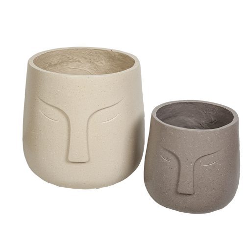 Conjunto de vasos Bege Cerâmica Face (2 Peças)