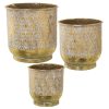 Conjunto de vasos Branco Dourado Metal (3 Peças)