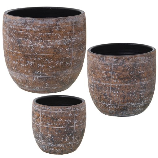 Conjunto de vasos Castanho Cerâmica (3 Peças)