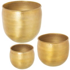 Conjunto de vasos Dourado Alumínio (3 Peças)