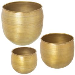 Conjunto de vasos Dourado Alumínio (3 Peças)