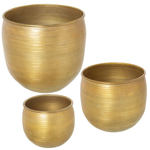 Conjunto de vasos Dourado Alumínio (3 Peças)