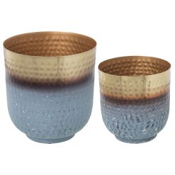 Conjunto de vasos Dourado Celeste Metal (2 Peças)