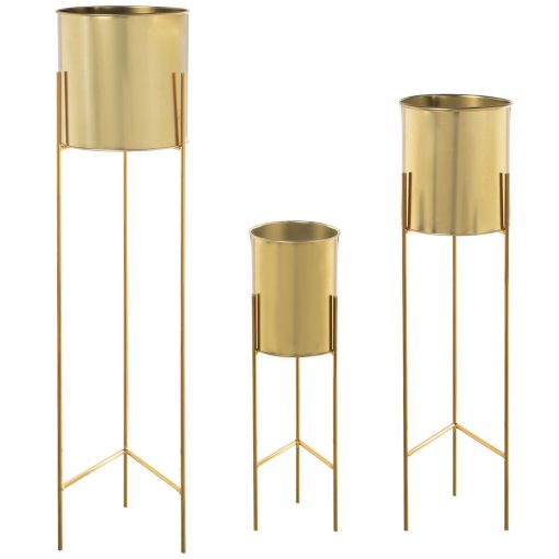 Conjunto de vasos Dourado Metal Com suporte (3 Peças)