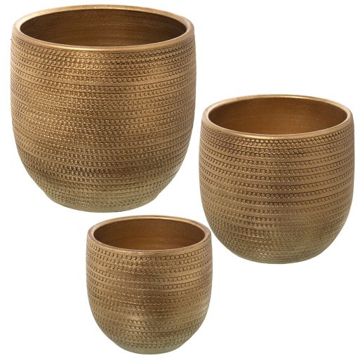 Conjunto de vasos Ouro Cerâmica 27 x 28 x 27 cm 3 Peças