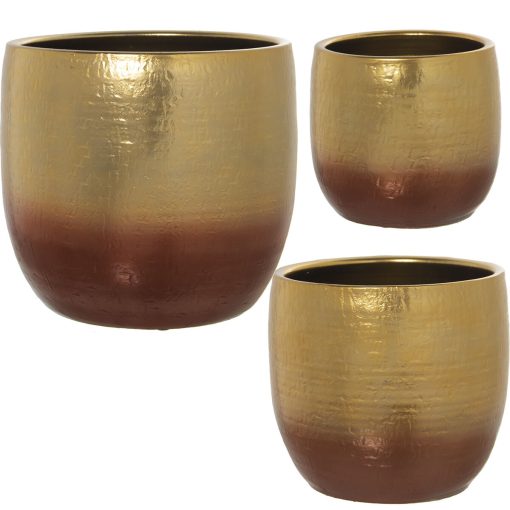 Conjunto de vasos Ouro Cerâmica 3 Peças