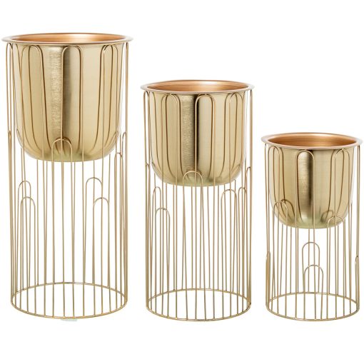 Conjunto de vasos Ouro Metal 3 Peças