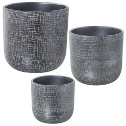 Conjunto de vasos Prateado Cerâmica 3 Peças