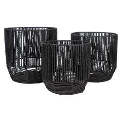 Conjunto de vasos Preto Corda (3 Peças)