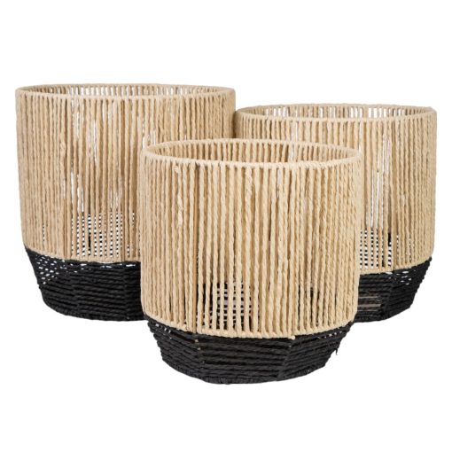 Conjunto de vasos Preto Corda (3 Peças)