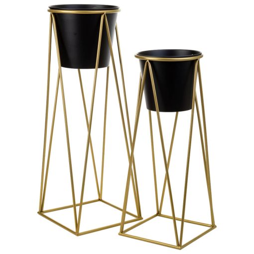 Conjunto de vasos Preto Metal Ferro 26 x 68 x 80 cm 2 Peças