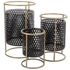 Conjunto de vasos Preto Metal Ferro 27 x 74 x 27 cm 3 Peças