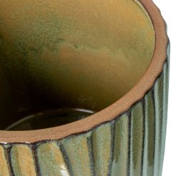 Conjunto de vasos Verde Cerâmica Riscas 2 Peças