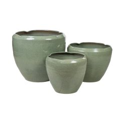 Conjunto de vasos Verde Porcelana (3 Peças)