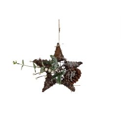 Estrela de Natal Castanho Verde Polietileno 25 x 25 x 10 cm Pinha Pérolas