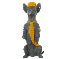 Figura Decorativa Amarelo Cinzento Plástico Cão Gravata 12 x 16 x 30 cm