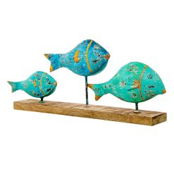 Figura Decorativa Azul Ferro Peixes 72 x 10 x 28 cm