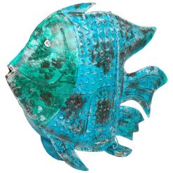 Figura Decorativa Azul Madeira de mangueira Peixe 10 x 80 x 105 cm