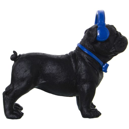 Figura Decorativa Azul Preto Plástico Cão Auriculares 11 x 22 x 19 cm