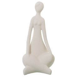 Figura Decorativa Bege Cerâmica Mulher 22 x 19 x 43 cm