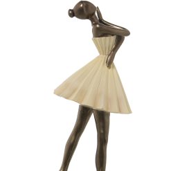 Figura Decorativa Bege Dourado Plástico Bailarina 13 x 17 x 30 cm