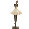 Figura Decorativa Bege Dourado Plástico Bailarina 13 x 17 x 32 cm