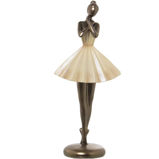 Figura Decorativa Bege Dourado Plástico Bailarina 13 x 17 x 32 cm