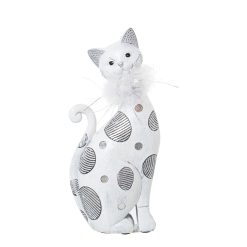 Figura Decorativa Branco Acrílico Plástico Melamina Gato