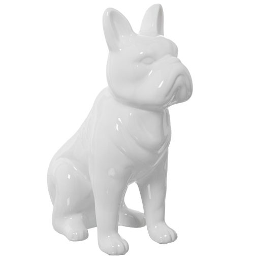 Figura Decorativa Branco Cerâmica Cão 14 x 25 x 34 cm