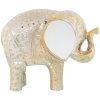 Figura Decorativa Branco Cerâmica Elefante Dourado 9 x 19 x 16 cm