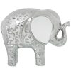 Figura Decorativa Branco Cerâmica Elefante Prateado 9 x 19 x 16 cm