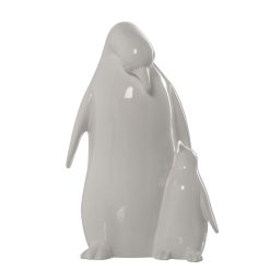 Figura Decorativa Branco Cerâmica Pinguim 18 x 18 x 31 cm