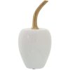 Figura Decorativa Branco Dourado Cerâmica Cerejas 12 x 24 cm