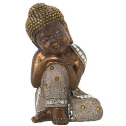 Figura Decorativa Branco Dourado Plástico Buda 15 x 16 x 24 cm