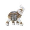 Figura Decorativa Branco Dourado Plástico Elefante 10 x 18 x 21 cm