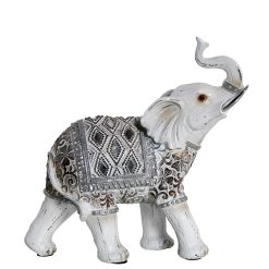 Figura Decorativa Branco Plástico Elefante 10 x 22 x 21 cm