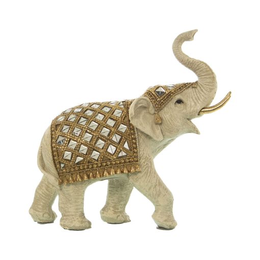 Figura Decorativa Branco Plástico Elefante 13 x 26 x 24 cm