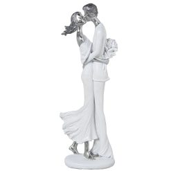 Figura Decorativa Branco Prateado Acrílico Plástico Melamina