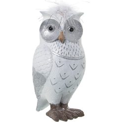 Figura Decorativa Branco Prateado Acrílico Plástico Melamina Coruja